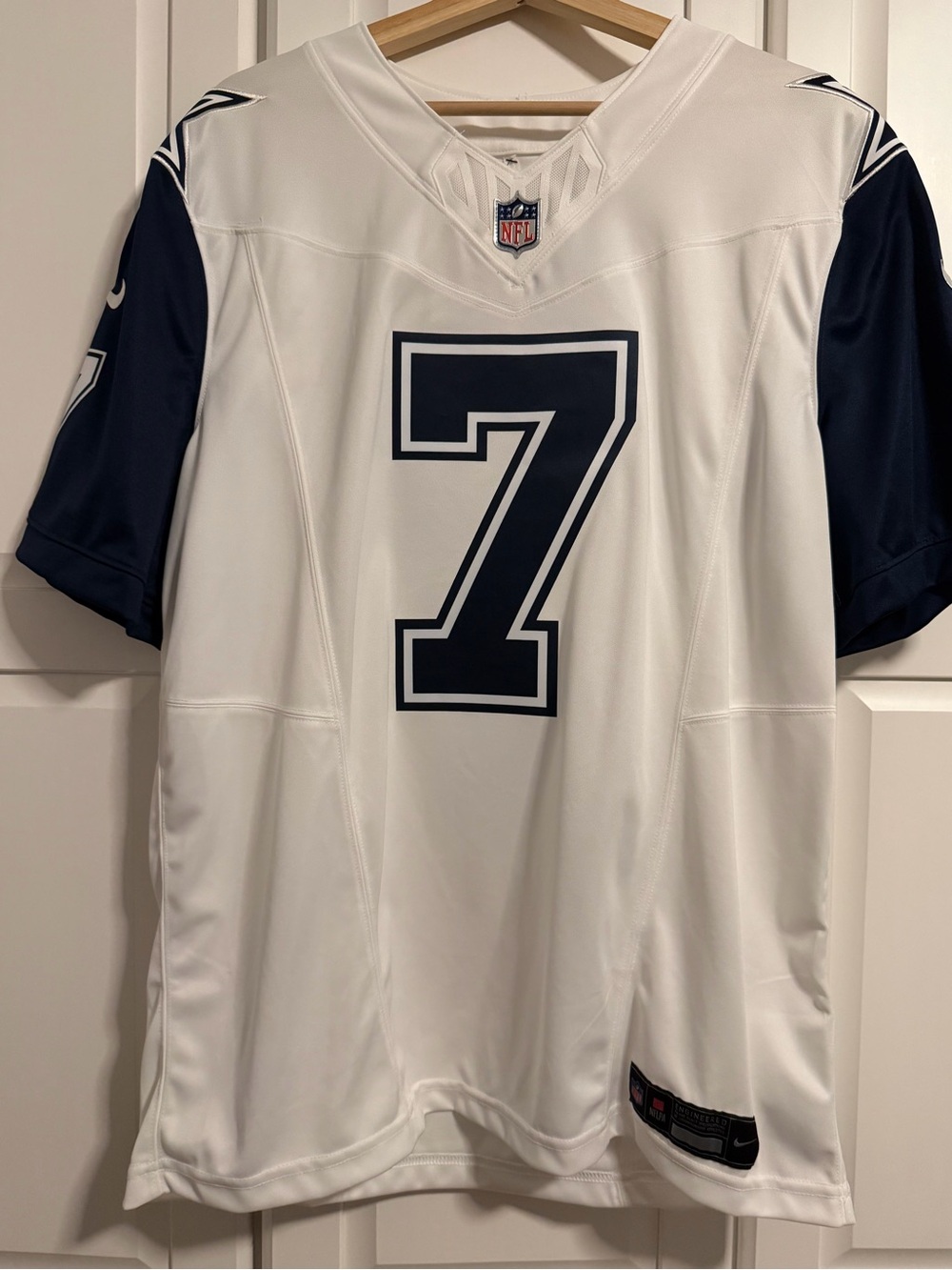NFL White and Navy Football Jersey - #7